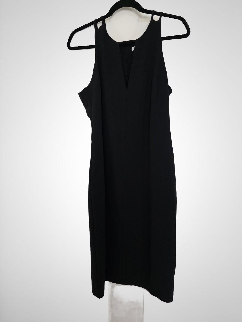 BB Dakota Sleek Black V-Notch Midi Dress